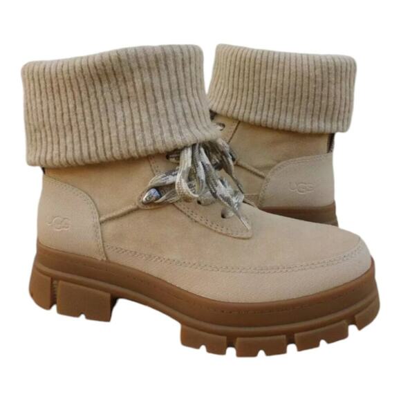 UGG ASHTON HIKER LACE UP MUSTARD SEED Lug Sole SUEDE WOMEN'S BOOTS SIZE 10 - Picture 2 of 12